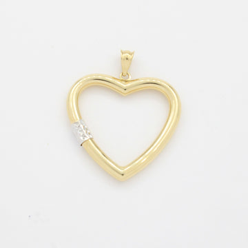Dije de Oro 14k Corazón Hueco de Diseño Tubular Detallado con Diamantado Blanco mod. 10776