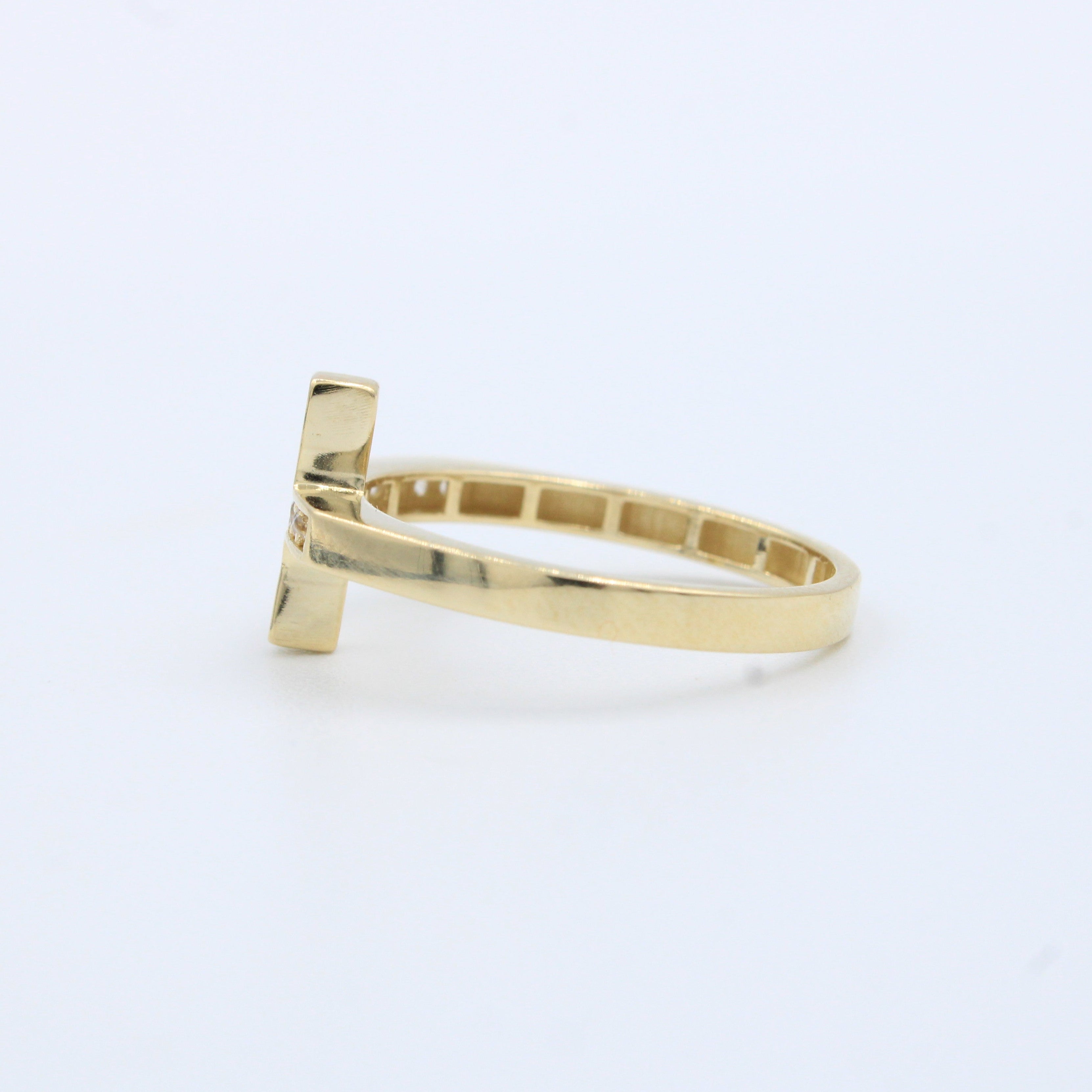 Anillo de Oro 14k Diseño de Cruz con Zirconias mod. 10197