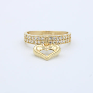 Anillo de Oro 14k Incrustado de Zirconias con Dije de Corazón Hueco mod. 10200