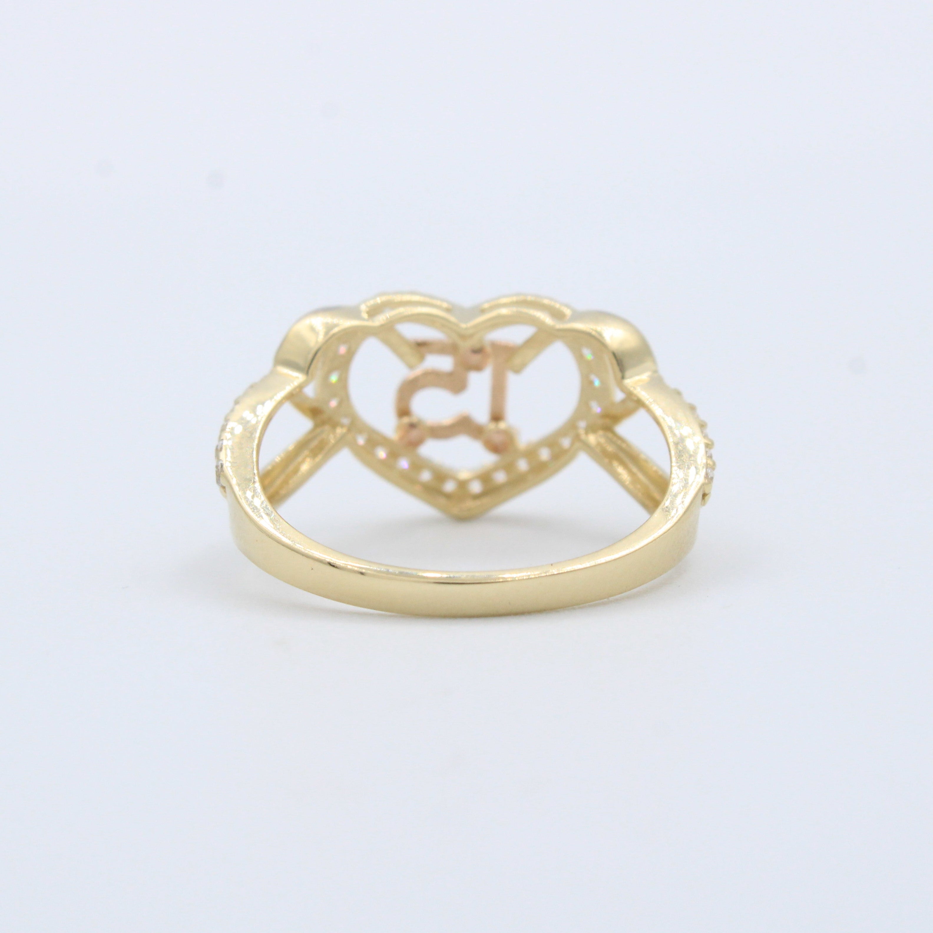 Anillo XV Años de Oro 14k Diseño Elegante con Número mod. 10206