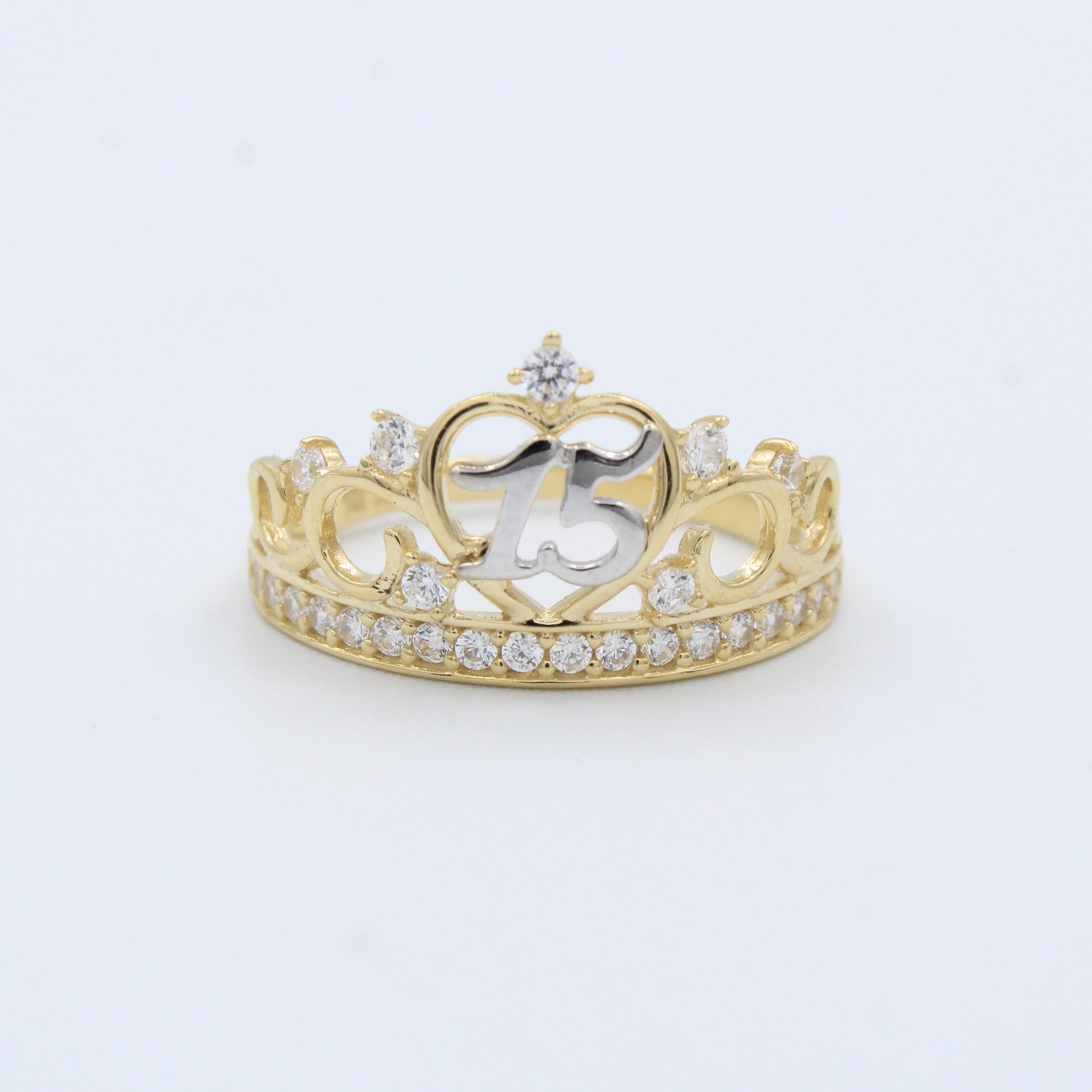 Anillo XV Años de Oro 14k Corona Elegante mod. 10209