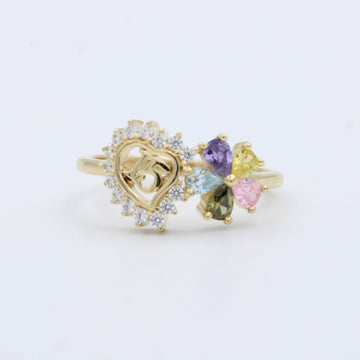 Anillo XV Años de Oro 14k Diseño Especial con Zirconias de Colores mod. 10211