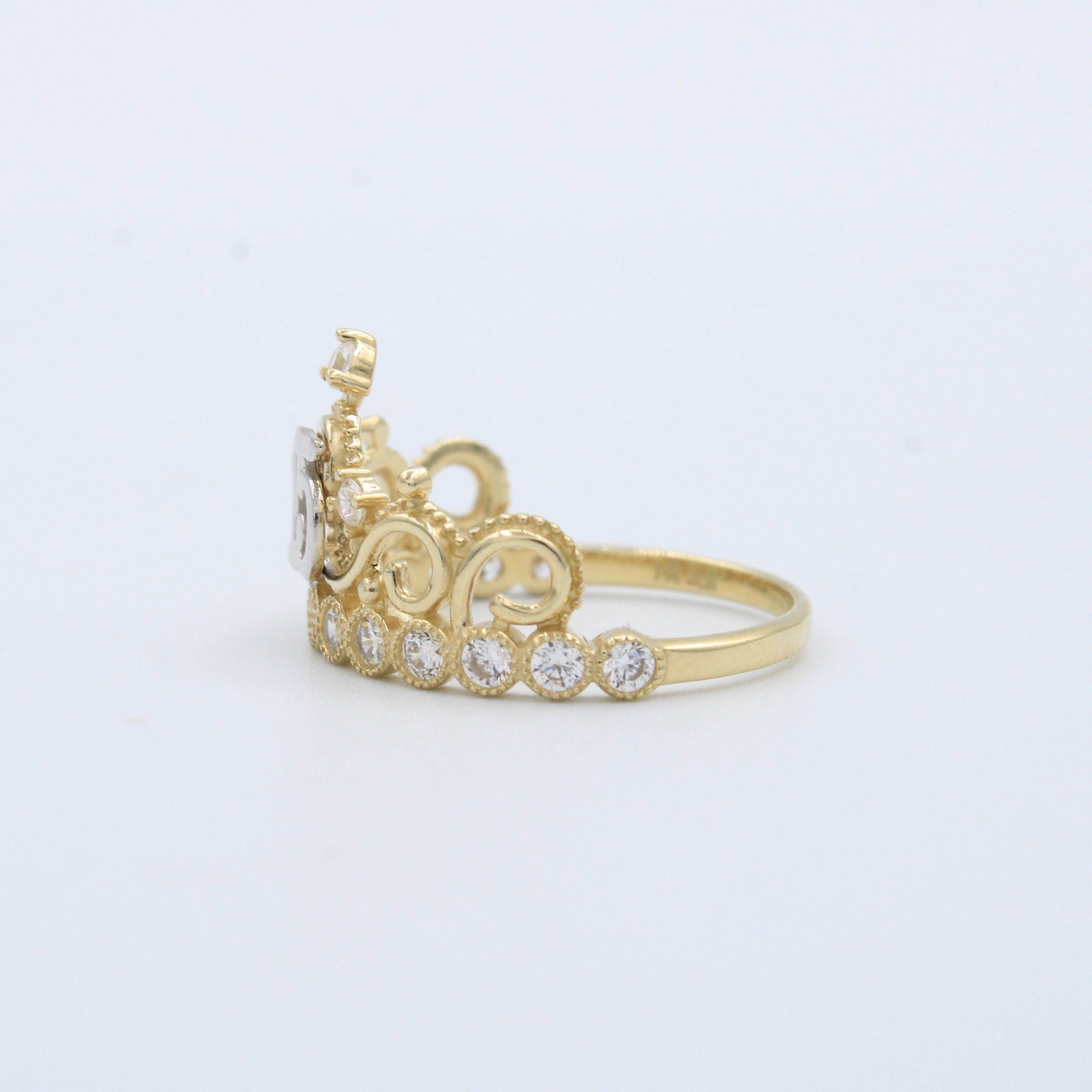 Anillo XV Años de Oro 14k Corona Fina y Brillante mod. 10213