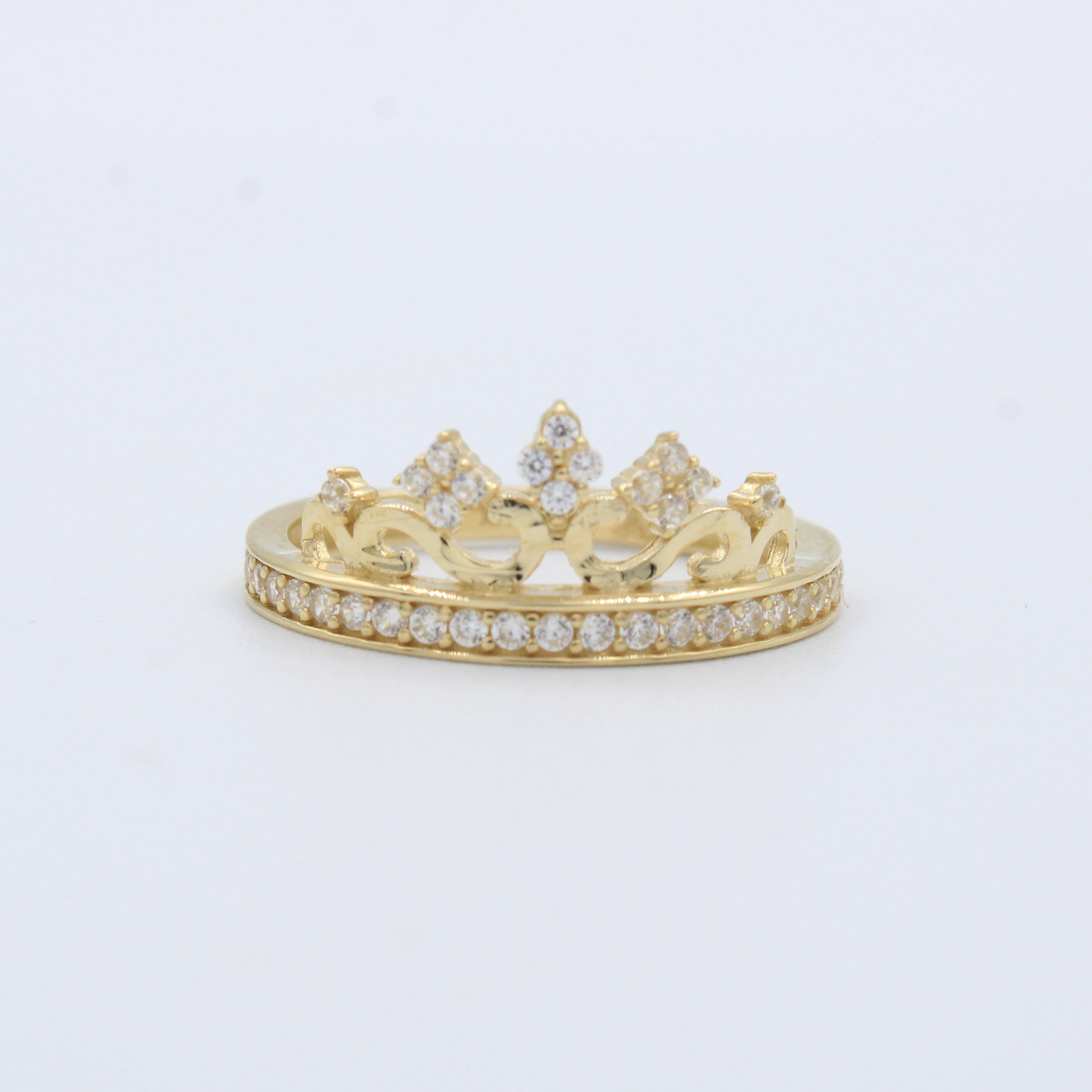 Anillo XV Años de Oro 14k Corona Elegante con Zirconias mod. 10214