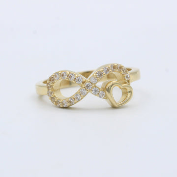 Anillo de Oro 14k Infinito de Zirconias con Corazón Brillante mod. 10217