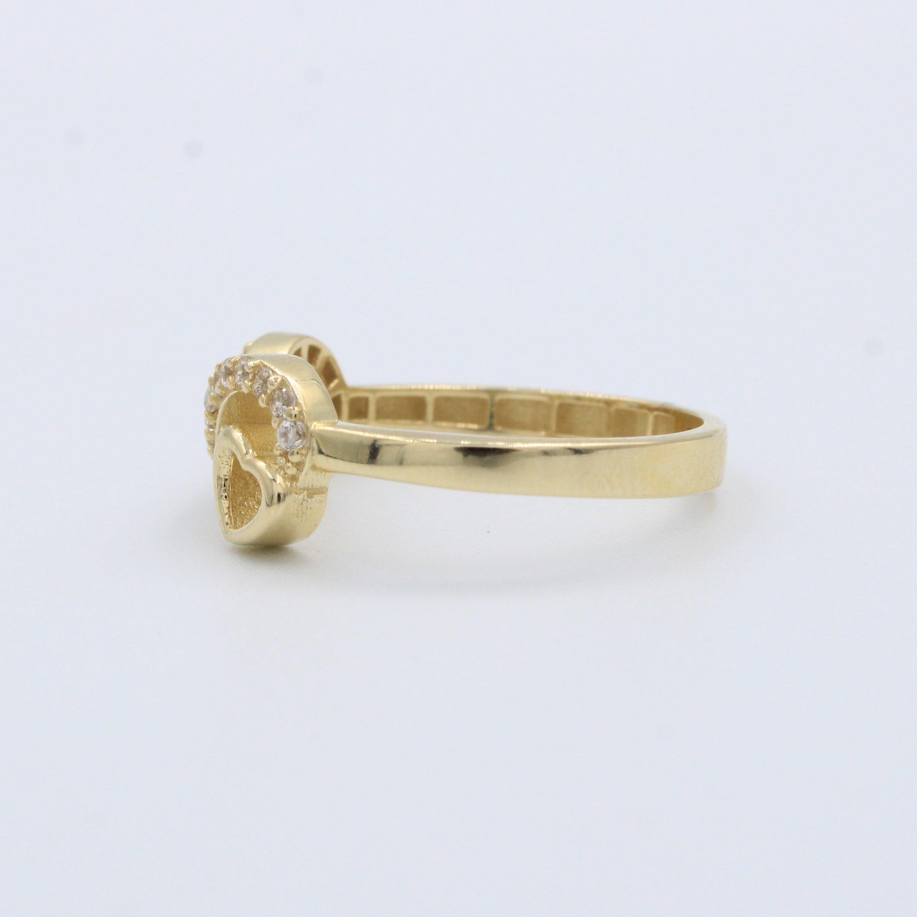 Anillo de Oro 14k Infinito de Zirconias con Corazón Brillante mod. 10217