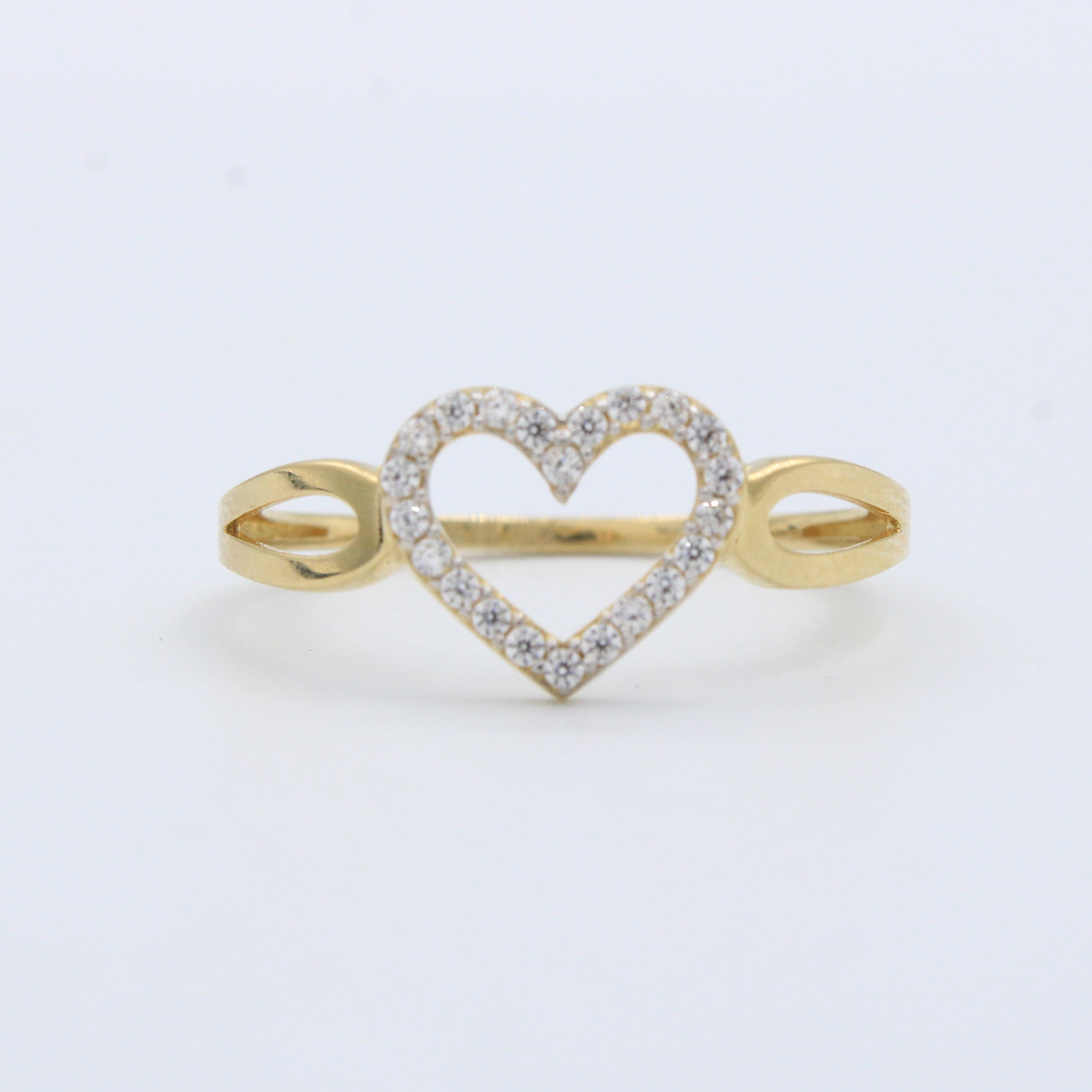 Anillo de Oro 14k Corazón con Zirconias Brillantes mod. 10218