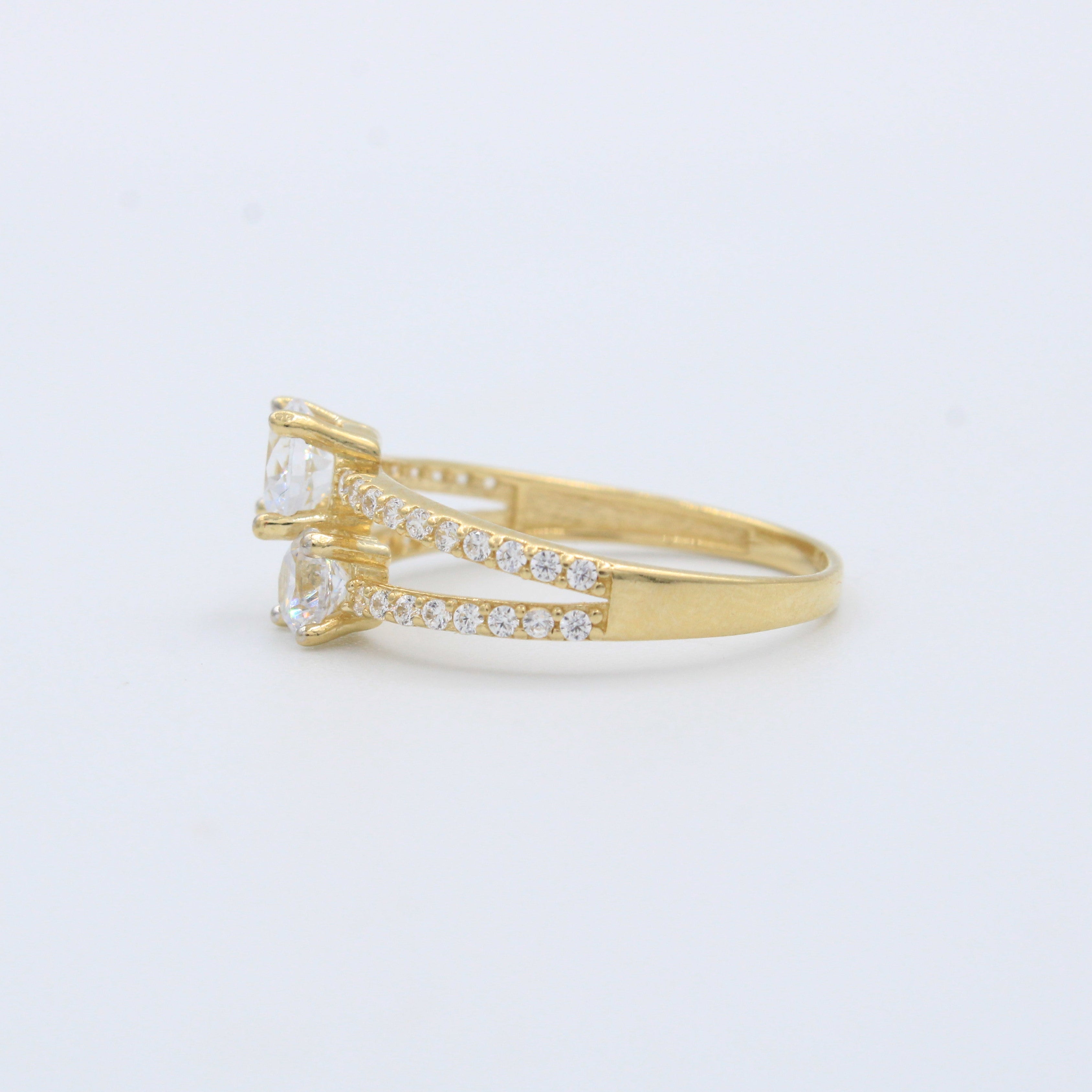 Anillo de Oro 14k Doble Línea con Zirconias mod. 10219