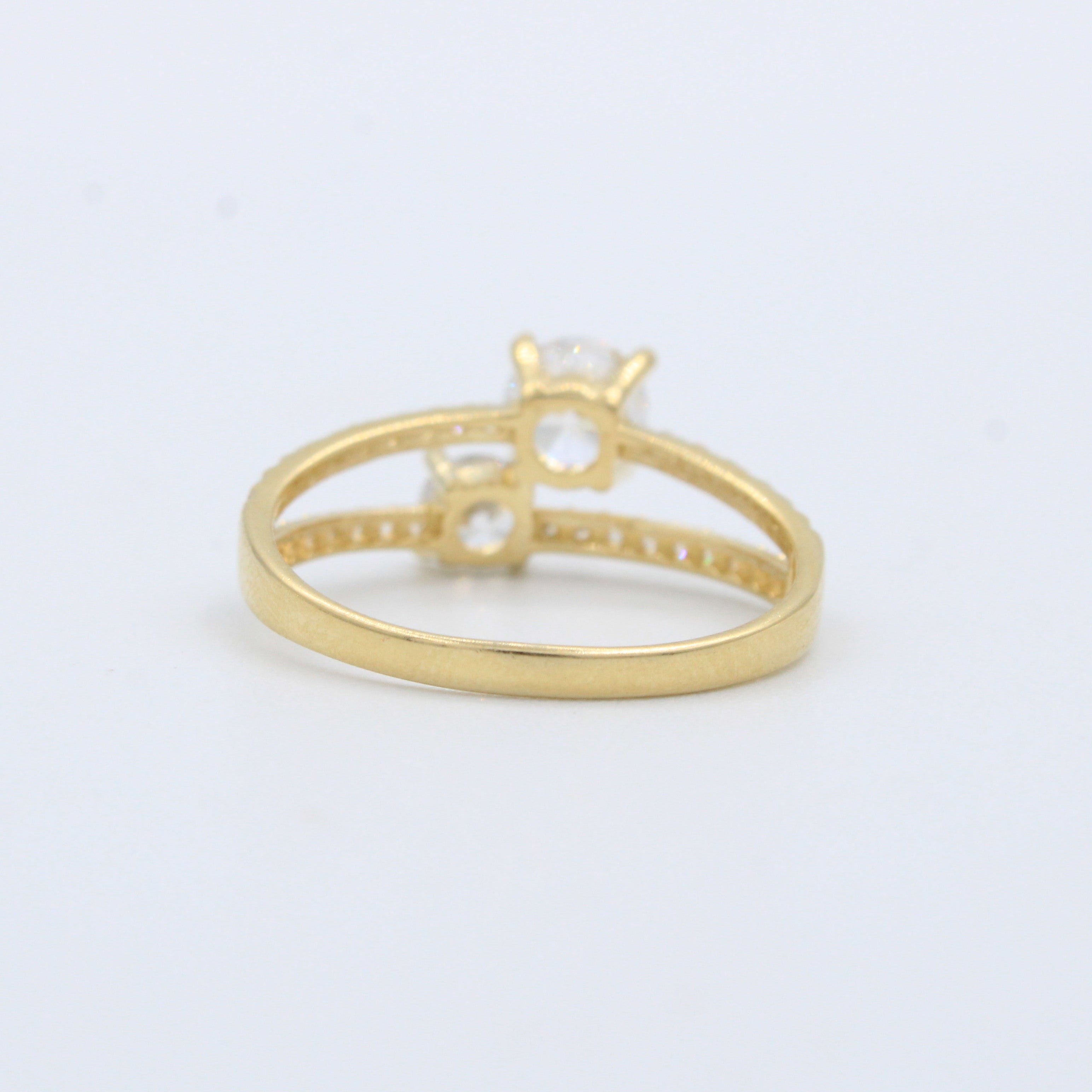 Anillo de Oro 14k Doble Línea con Zirconias mod. 10219