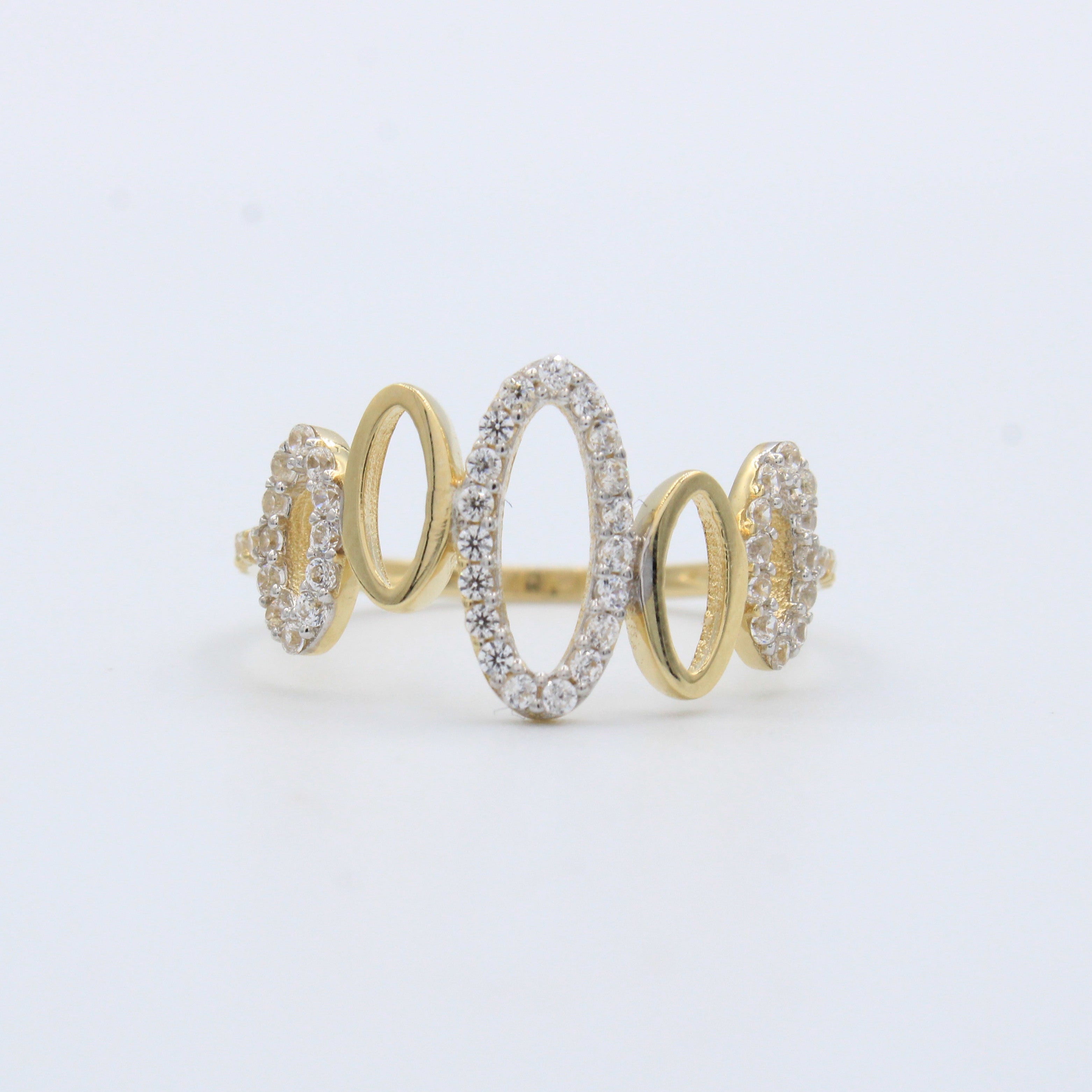 Anillo de Oro 14k Onda Brillante con Zirconias mod. 10220