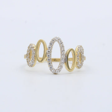 Anillo de Oro 14k Onda Brillante con Zirconias mod. 10220