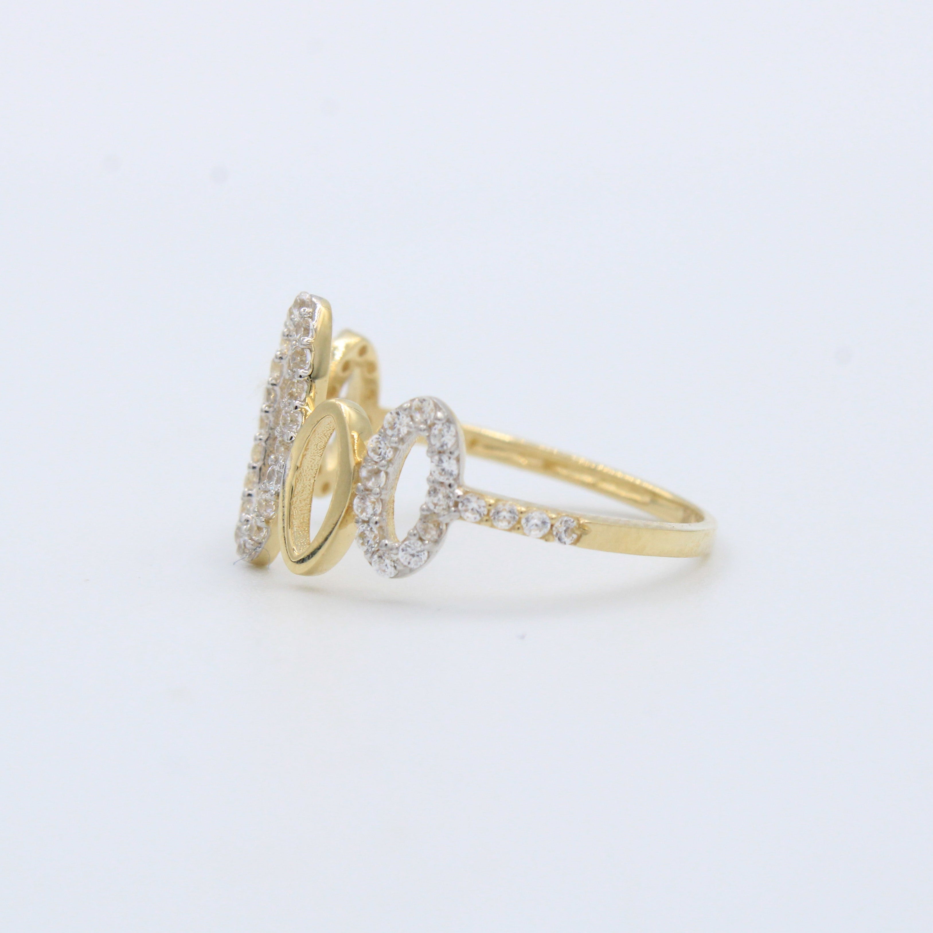 Anillo de Oro 14k Onda Brillante con Zirconias mod. 10220