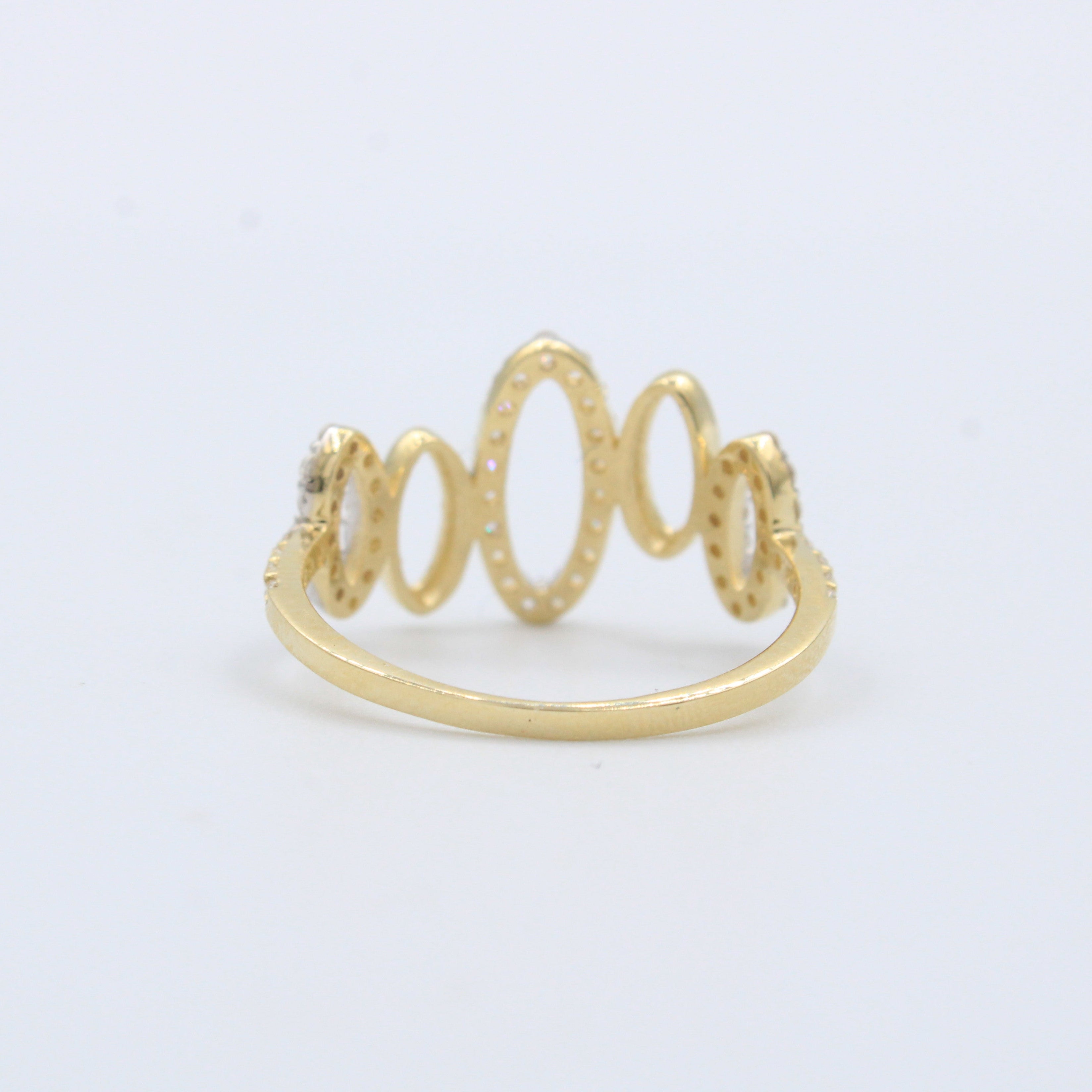 Anillo de Oro 14k Onda Brillante con Zirconias mod. 10220