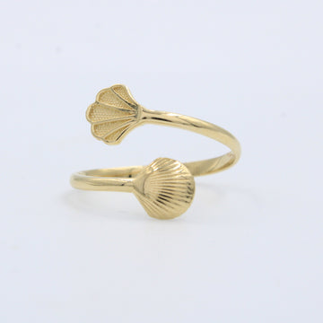 Anillo de Oro 14k Estilo Abierto con Conchas Brillantes mod. 10221