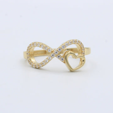 Anillo de Oro 14k Infinito con Zirconias y Corazón mod. 10222