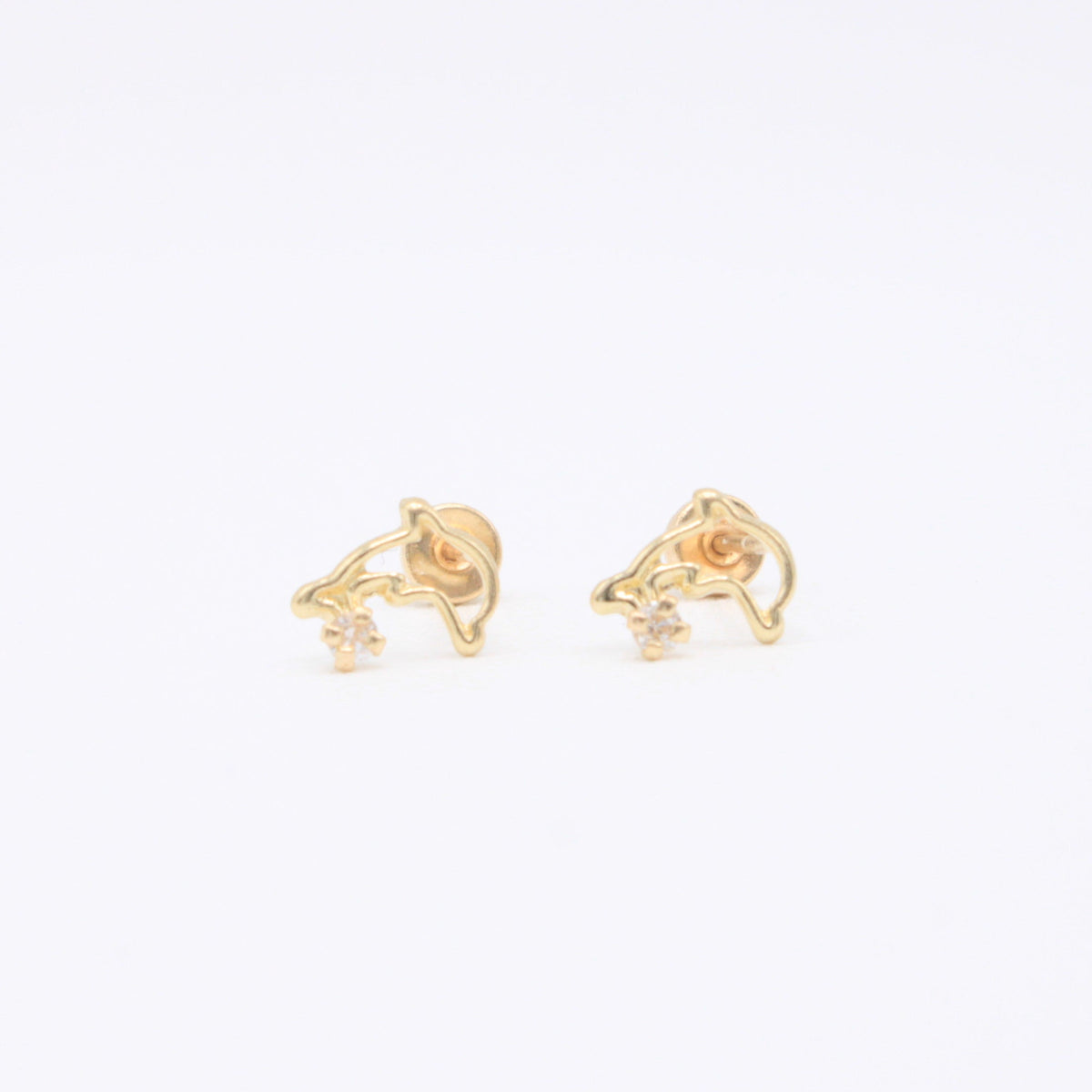 Broquel 10k Delfines con Zirconias Mod. 11110