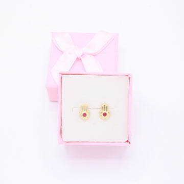 Broquel 10k Mano de Fátima coon Zirconia Magenta Mod. 11121