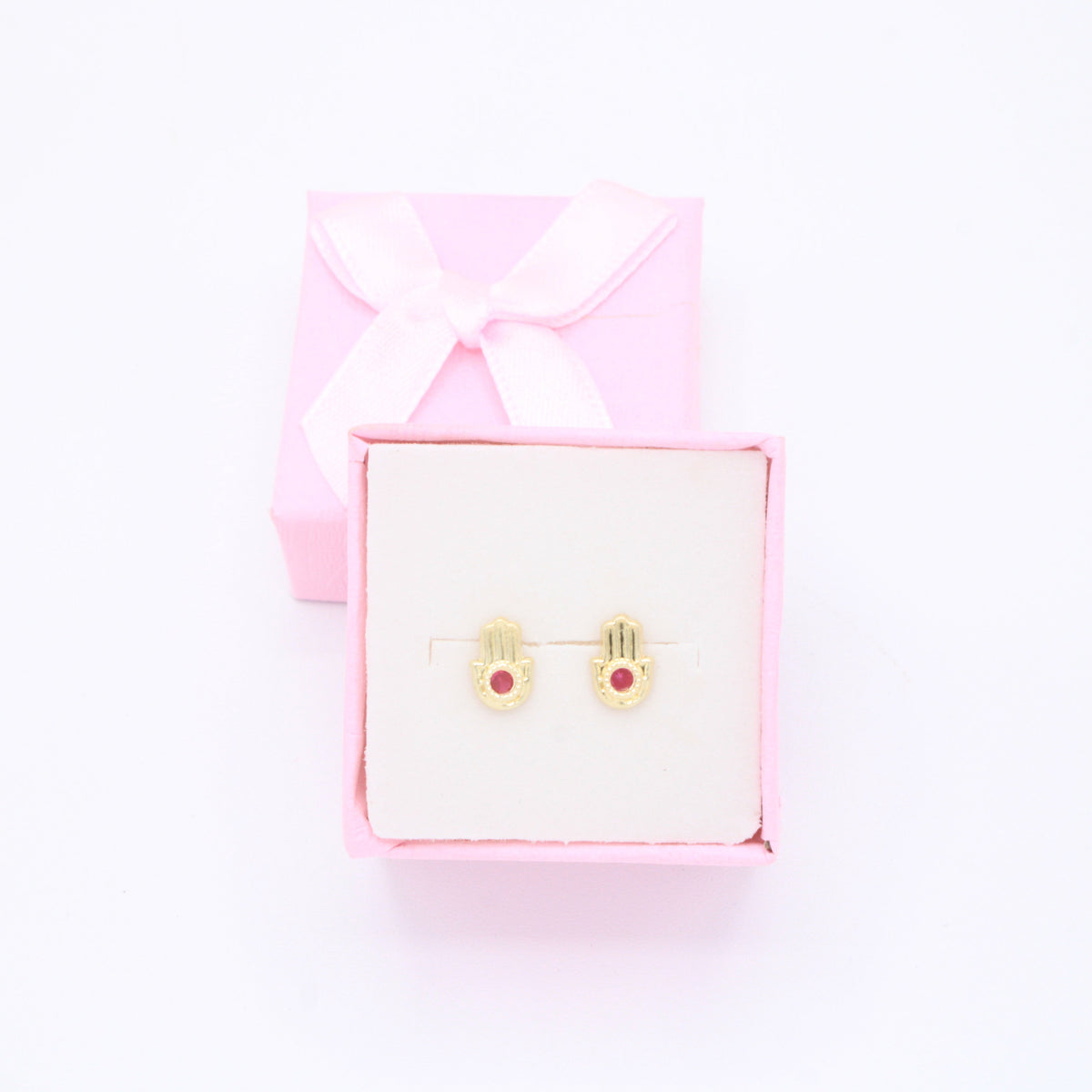Broquel 10k Mano de Fátima coon Zirconia Magenta Mod. 11121
