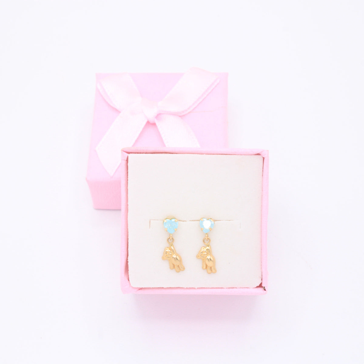 Broquel 10k Colgante de Osito con Zirconia Azul Bebé Mod. 11124