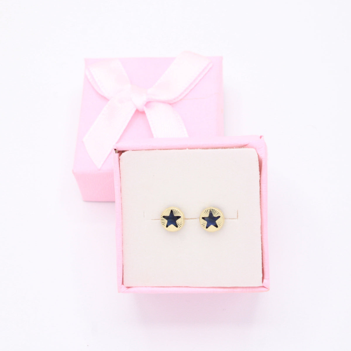 Broquel 10k Diseño de Estrella con Zirconia Encapsulada Mod. 11129