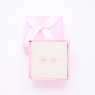 Broquel 10k Zirconia Rosa en Forma de Corazón Mod. 11130