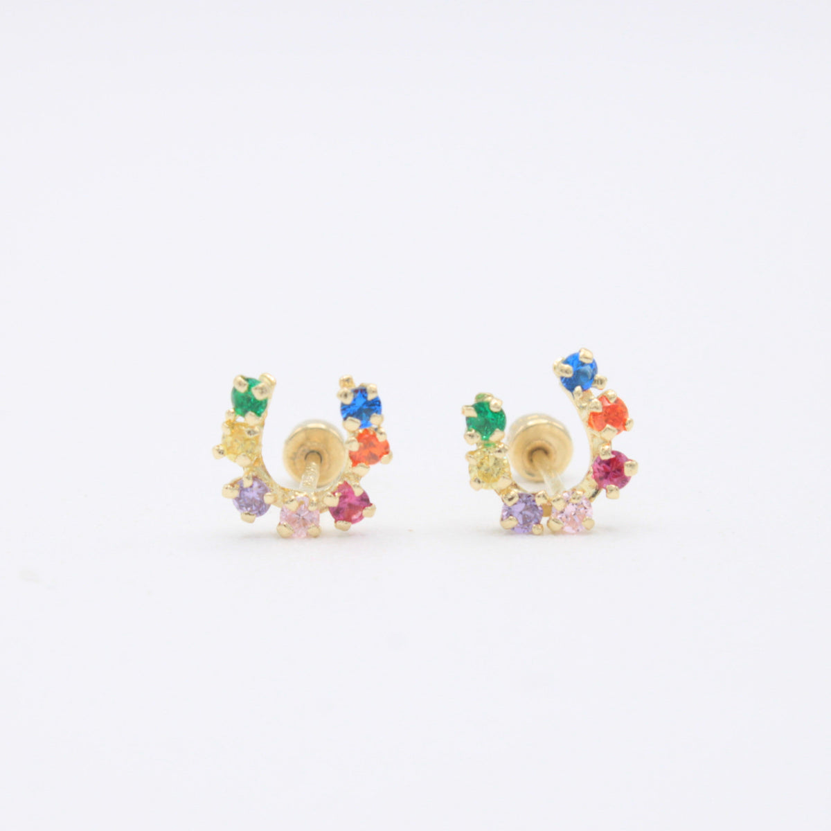 Broquel 10k Herradura con Zirconias de Colores Mod. 11120