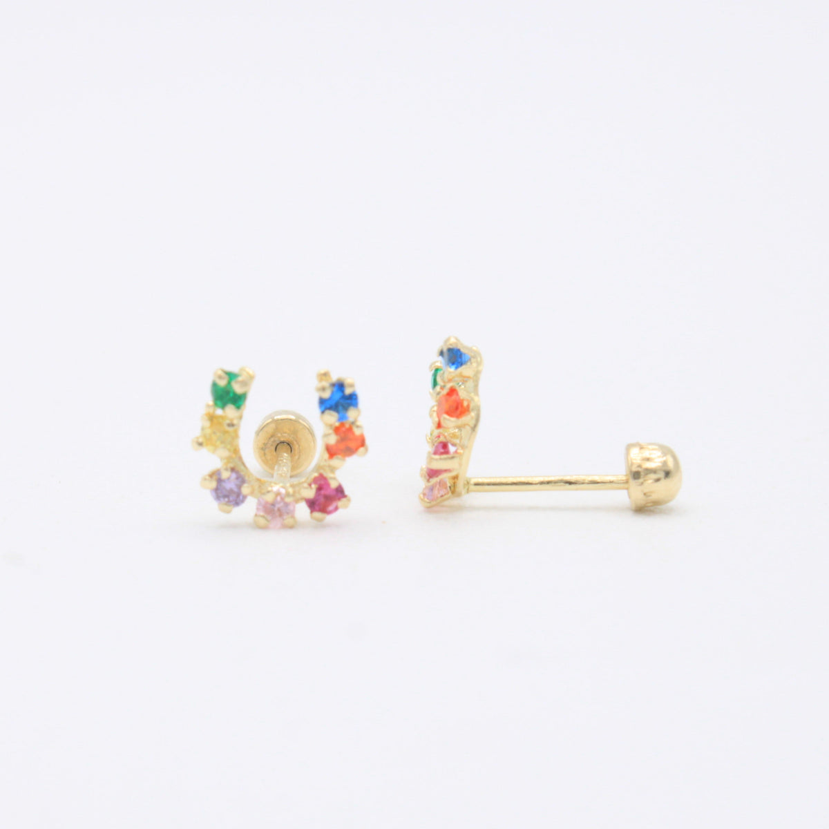 Broquel 10k Herradura con Zirconias de Colores Mod. 11120