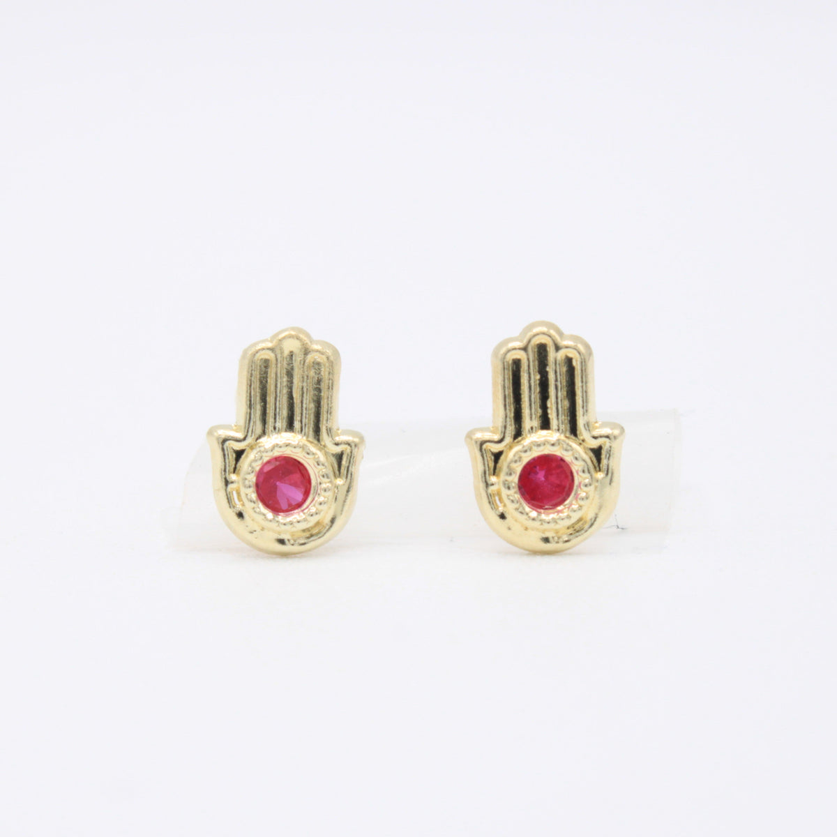 Broquel 10k Mano de Fátima coon Zirconia Magenta Mod. 11121