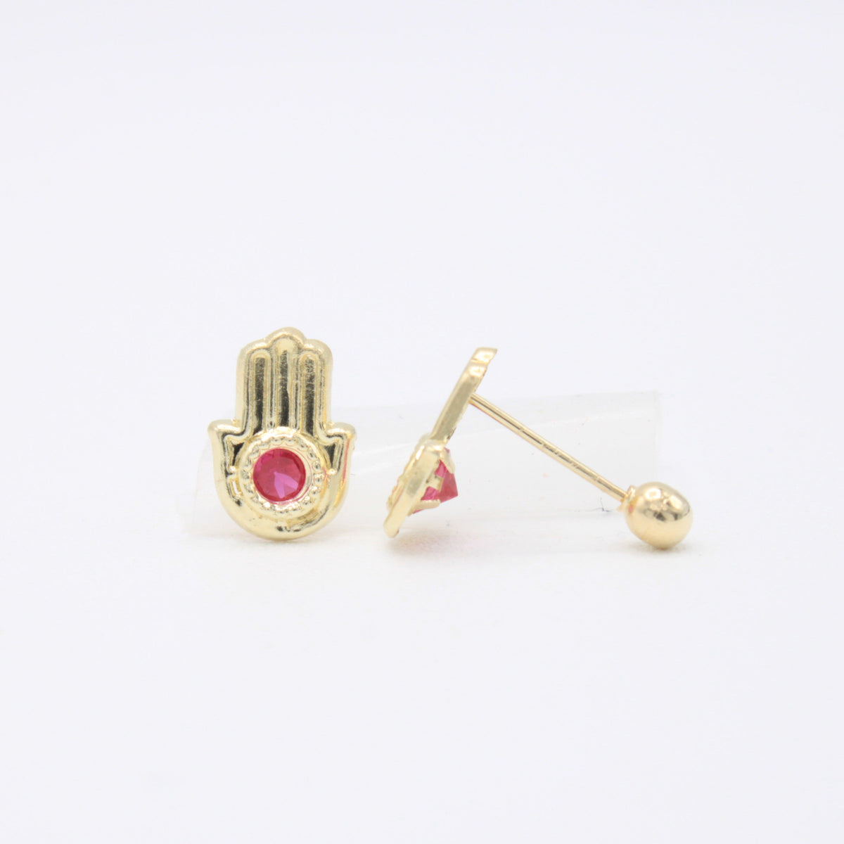 Broquel 10k Mano de Fátima coon Zirconia Magenta Mod. 11121