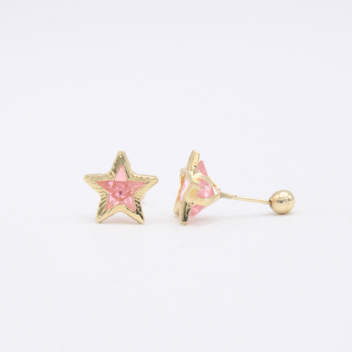Broquel 10k Estrellas de Zirconias Rosas Mod. 11123