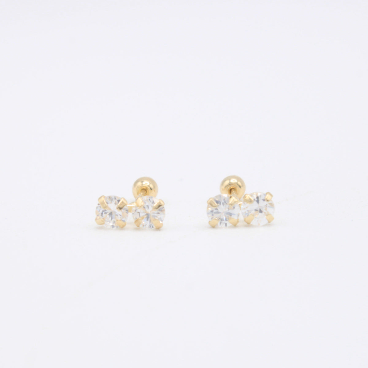 Broquel 10k Apilado de Doble Zirconia Mod. 11126