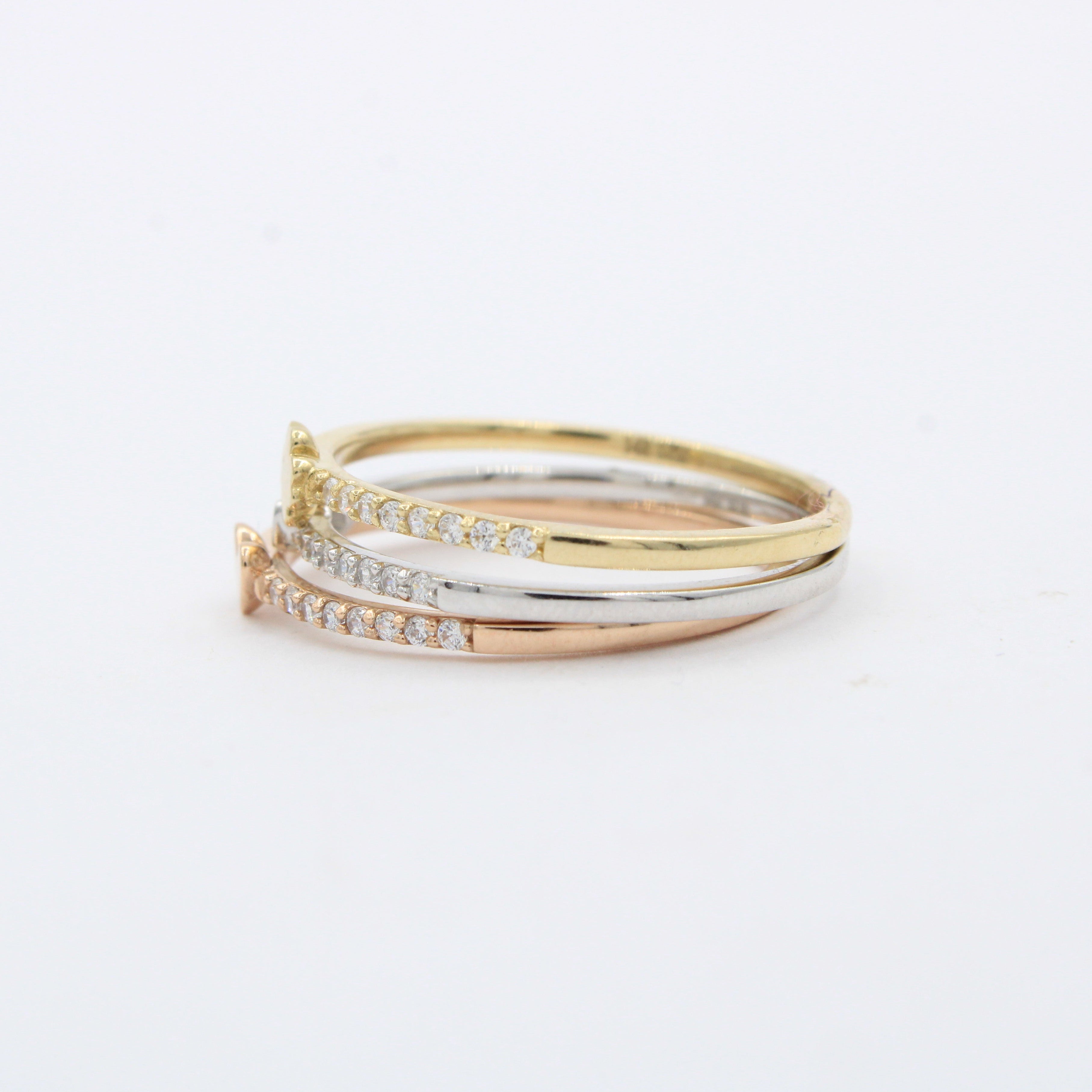 Anillo de Oro 14k Fin de Semana con Zirconias mod. 10226