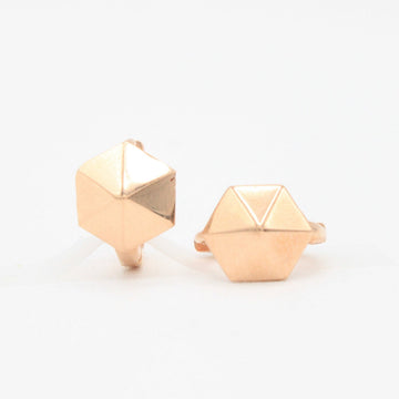 Grapa de Oro 14k Rosa de Hexagono 3D mod. 11134