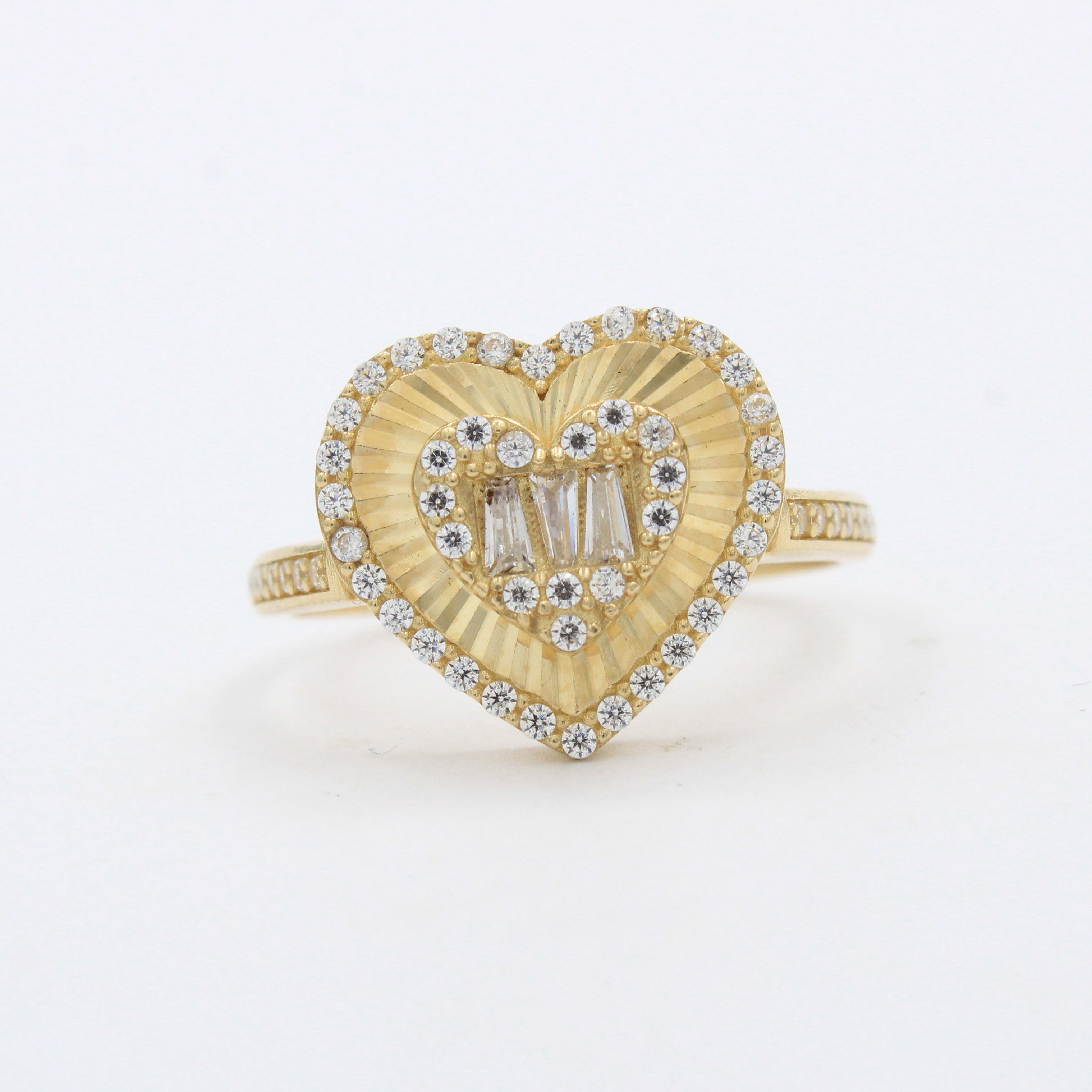 Anillo de Oro 14k Corazón Diamantado con Incrutsación de Zirconias mod. 10228