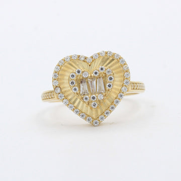 Anillo de Oro 14k Corazón Diamantado con Incrutsación de Zirconias mod. 10228