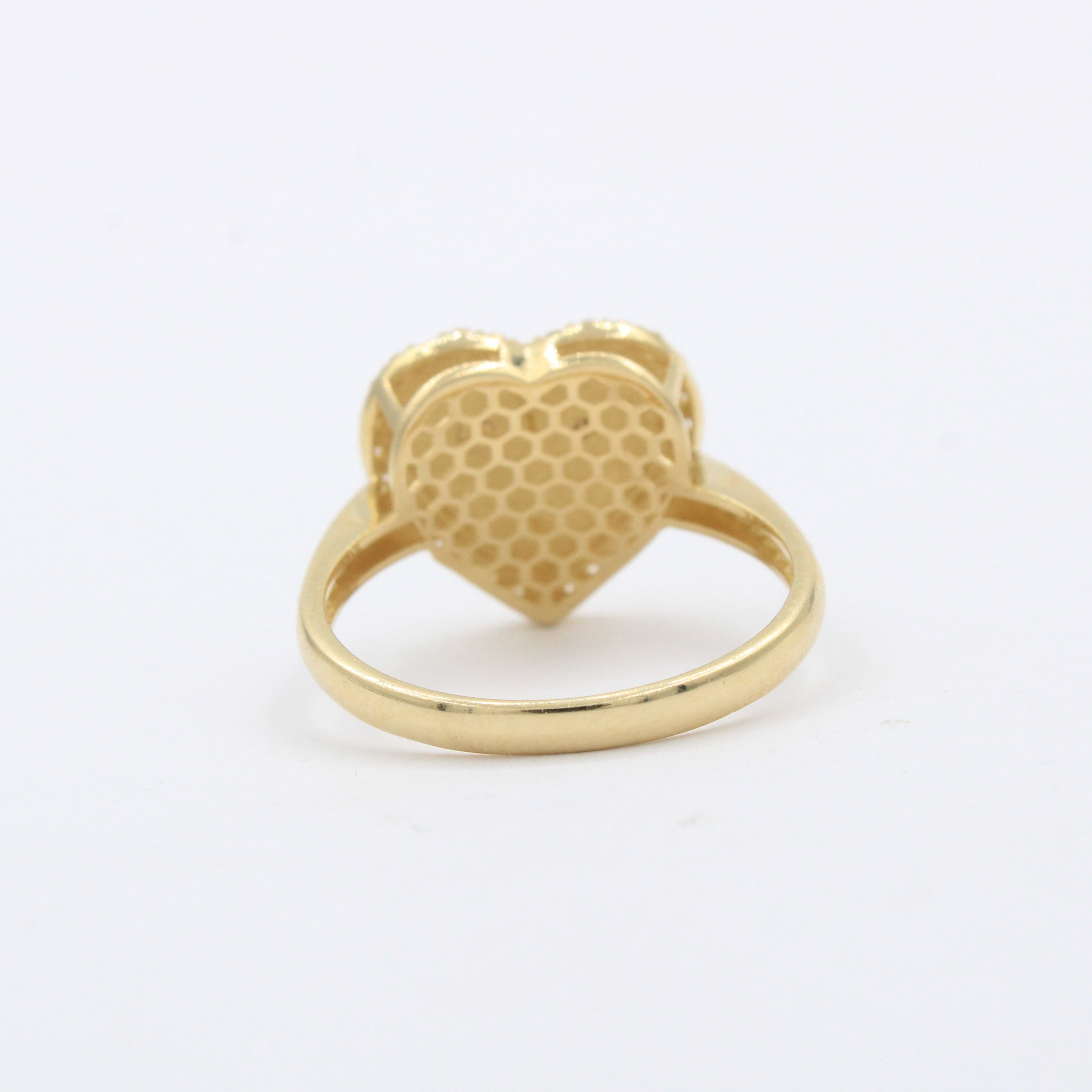Anillo de Oro 14k Corazón Diamantado con Incrutsación de Zirconias mod. 10228