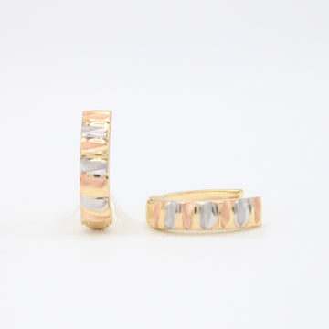 Grapa de Oro 14k Ovaladas con Facetado Horizontal Matte mod. 11139