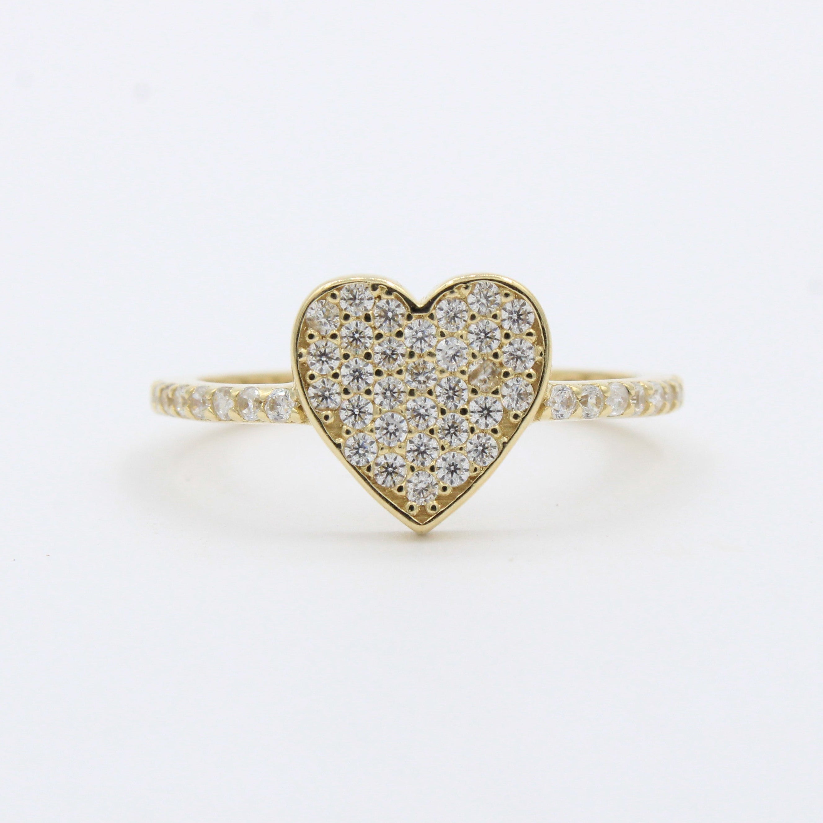 Anillo de Oro 14k de Diseño de Corazón con Zirconias Finas mod. 10231