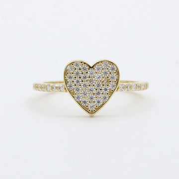 Anillo de Oro 14k de Diseño de Corazón con Zirconias Finas mod. 10231