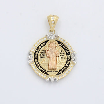 Medalla de Oro 14k Diseño Plus con Imagen de San Benito y su Sello mod. 10247