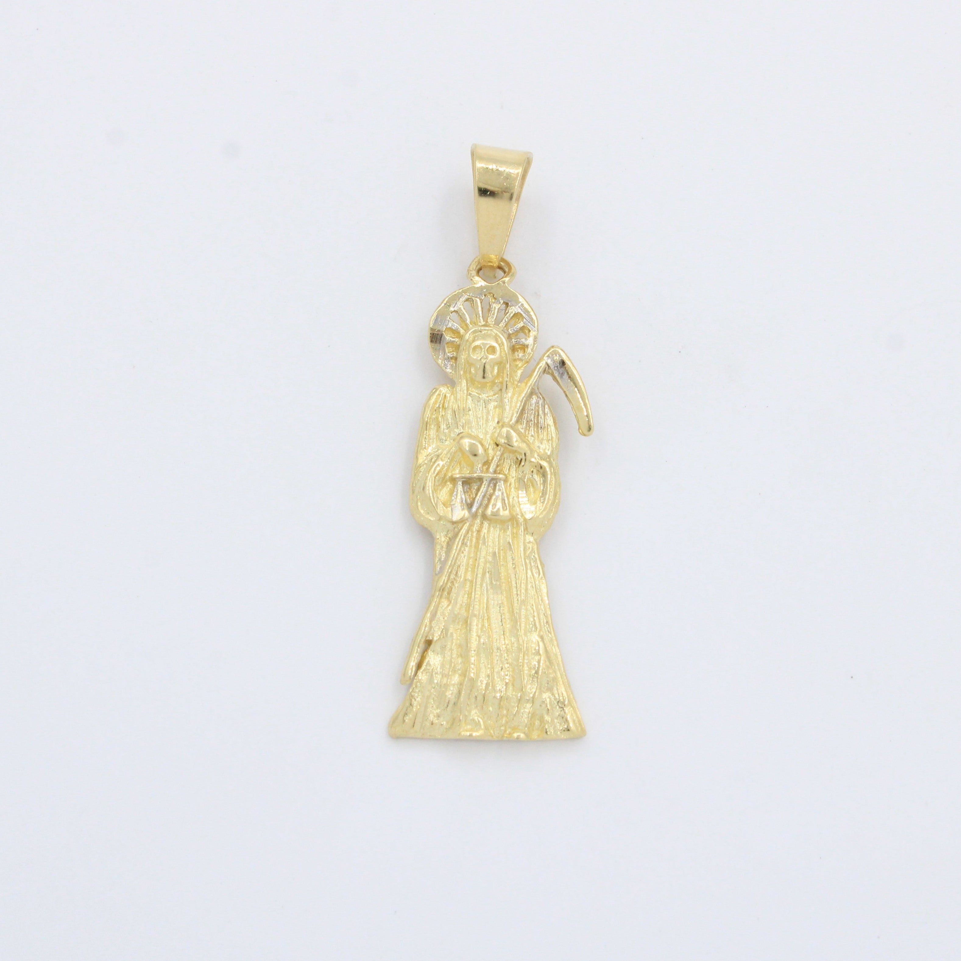 Dije de Oro 14k Santa Muerte de Diseño Brillante mod. 10250