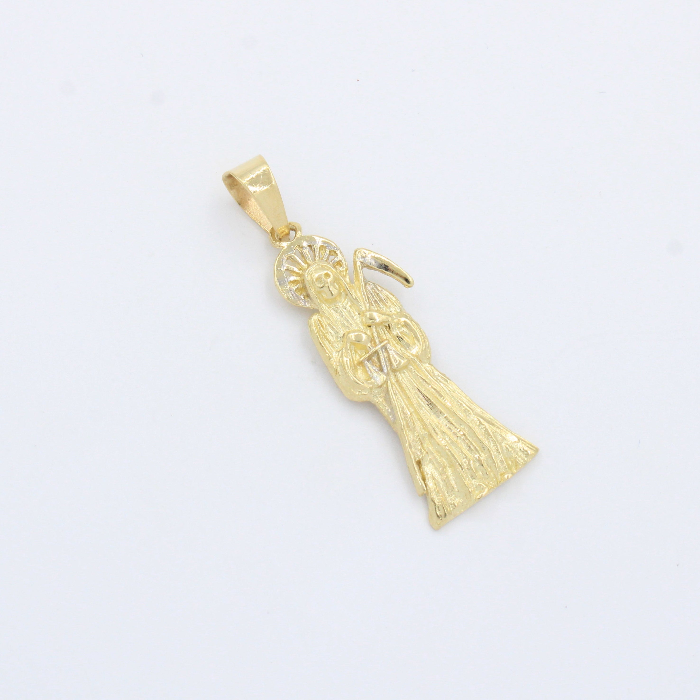 Dije de Oro 14k Santa Muerte de Diseño Brillante mod. 10250