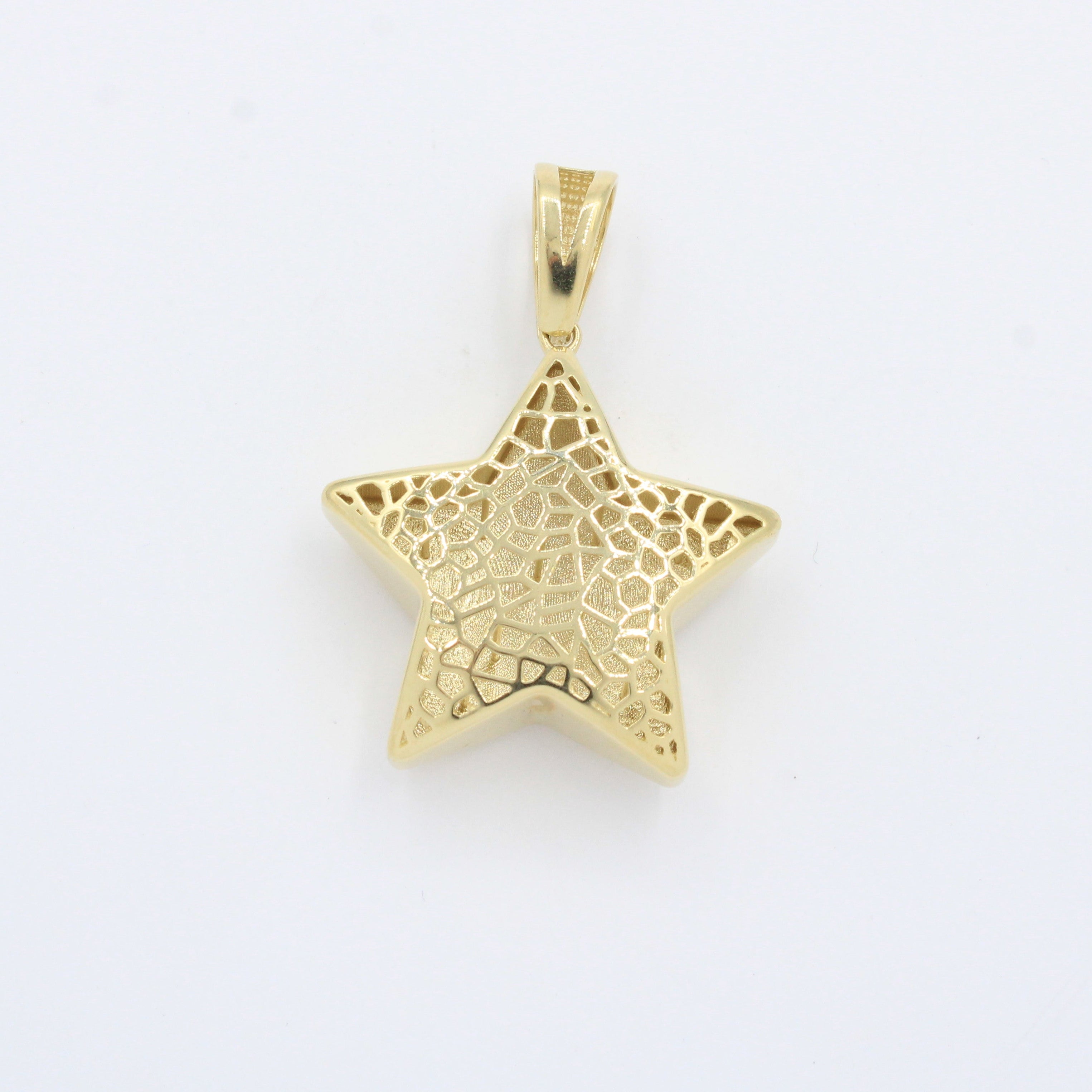 Dije de Oro 14k Estrella Brillante de Diseño Inflado Hueco mod. 10254