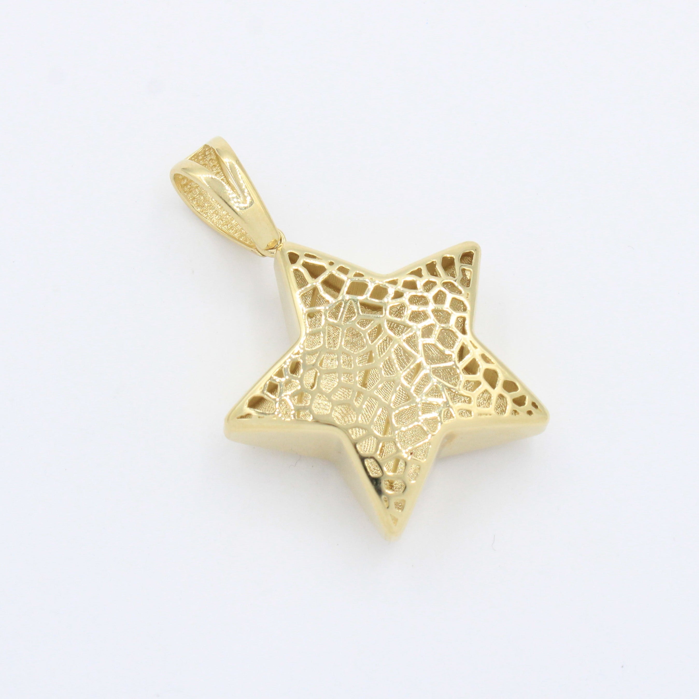 Dije de Oro 14k Estrella Brillante de Diseño Inflado Hueco mod. 10254