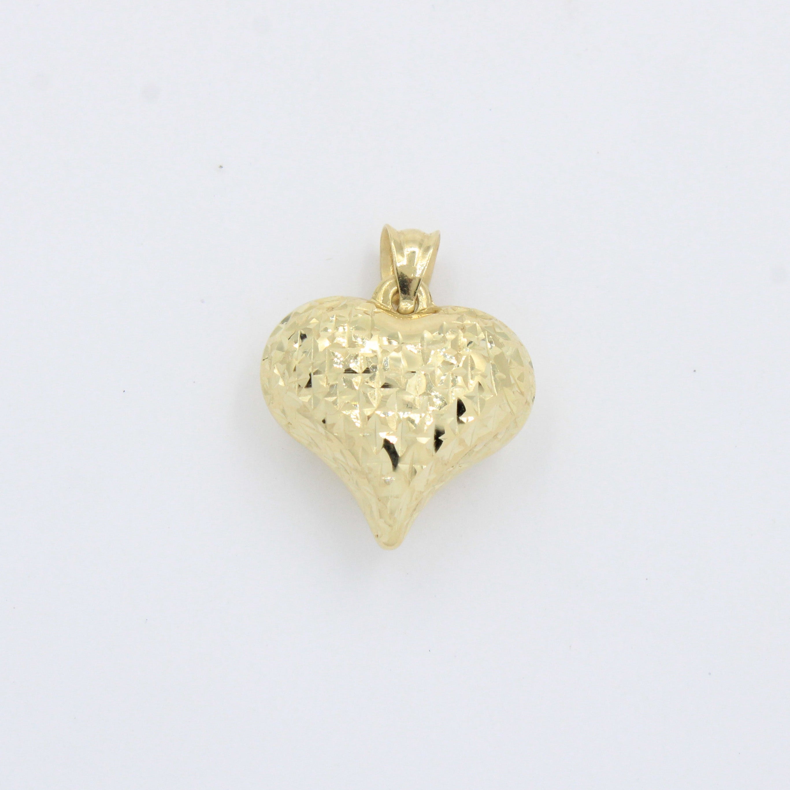 Dije de Oro 14k Corazón Diamantado de Diseño Inflado Hueco mod. 10257