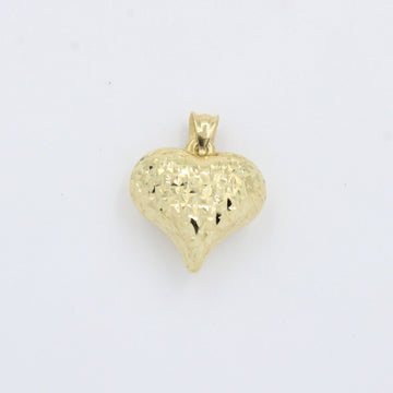 Dije de Oro 14k Corazón Diamantado de Diseño Inflado Hueco mod. 10257