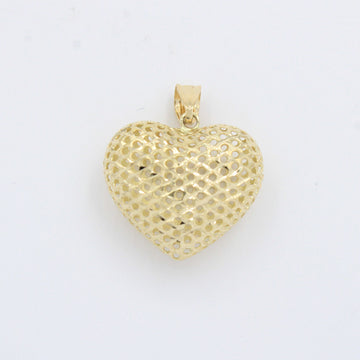Dije de Oro 14k Corazón Inflado Hueco en Diseño de Red Brillante mod. 10261