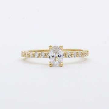 Anillo de Compromiso en Oro 14k con Zirconia Oval Brillante mod. 10267