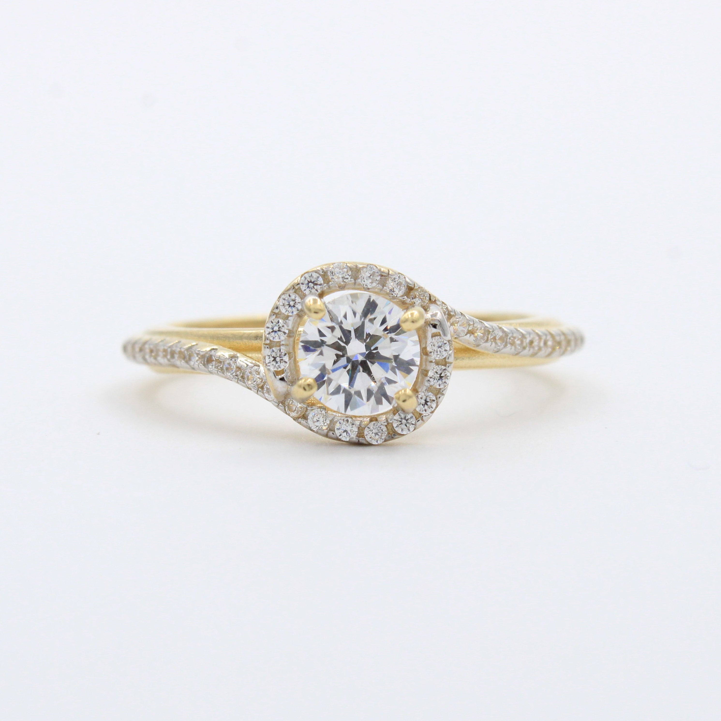 Anillo de Compromiso en Oro 14k Diseño Cruzado con Zirconia Especial de Estilo Brillante mod. 10268