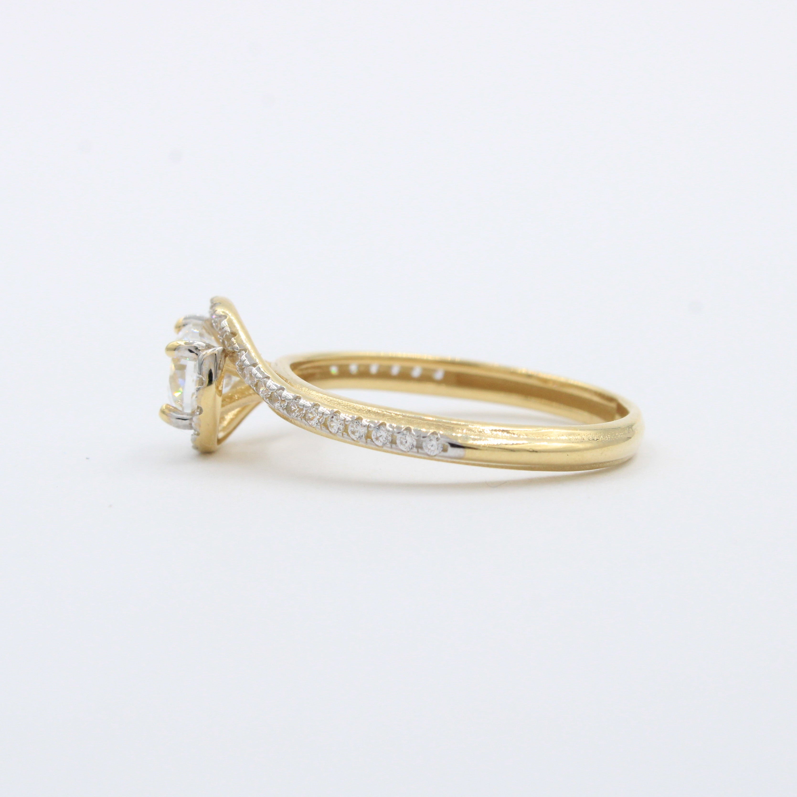 Anillo de Compromiso en Oro 14k Diseño Cruzado con Zirconia Especial de Estilo Brillante mod. 10268